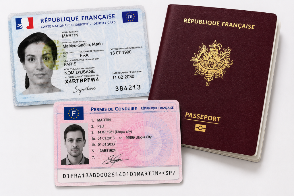 Passeport, carte d’identité et permis de conduire français