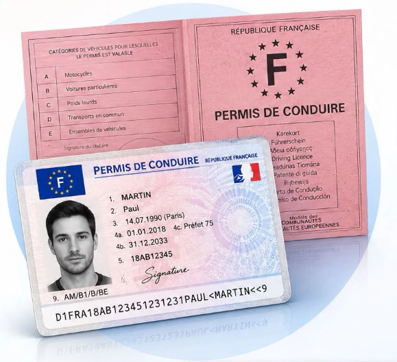 Permis de conduire français au format carte