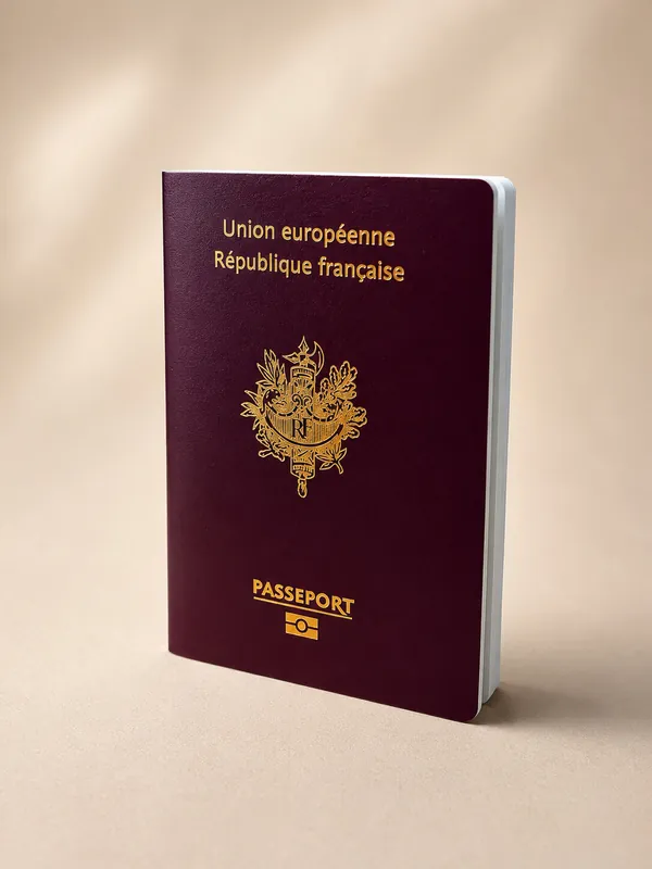 Couverture fermée d’un passeport français à puce