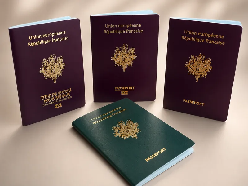 Un titre de voyage pour réfugié et trois passeports français fermés