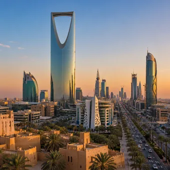 Gratte-ciel de Riyad au crépuscule