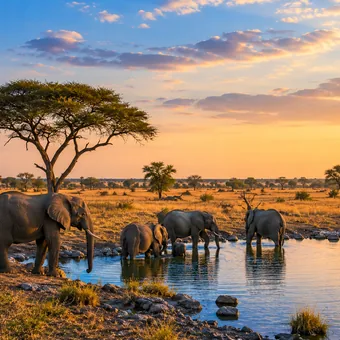 Éléphants dans le delta de l'Okavango