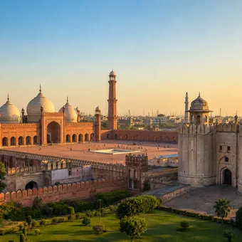 Grande mosquée moghole et son fort, à Lahore