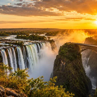 Chutes Victoria au coucher du soleil